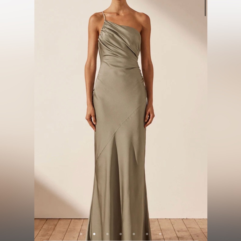 Elegant Olive Green One-Shoulder Dress